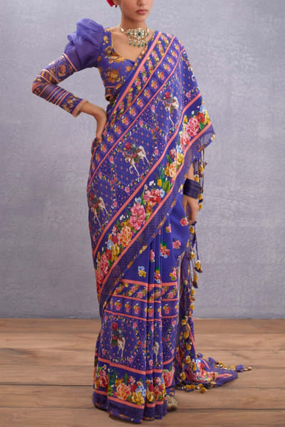 Purple printed sari