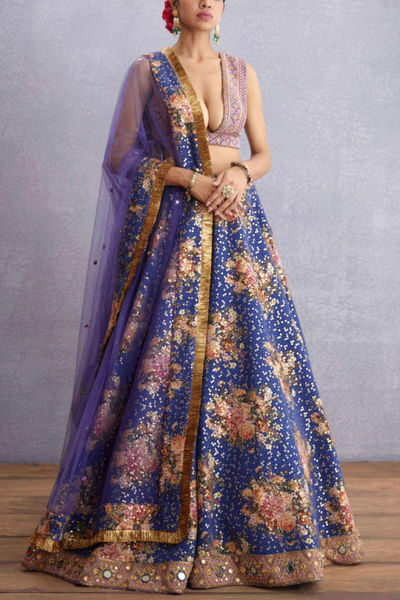 Purple embroidered lehenga set