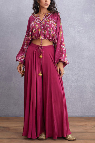 Ruby red floral top and sharara