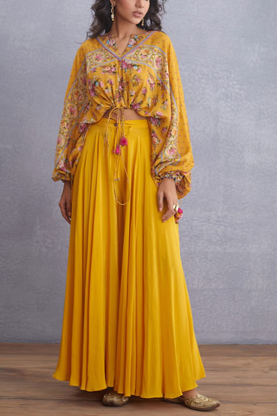 Yellow printed top and sharara
