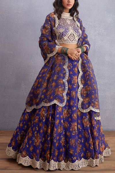 Purple printed lehenga set