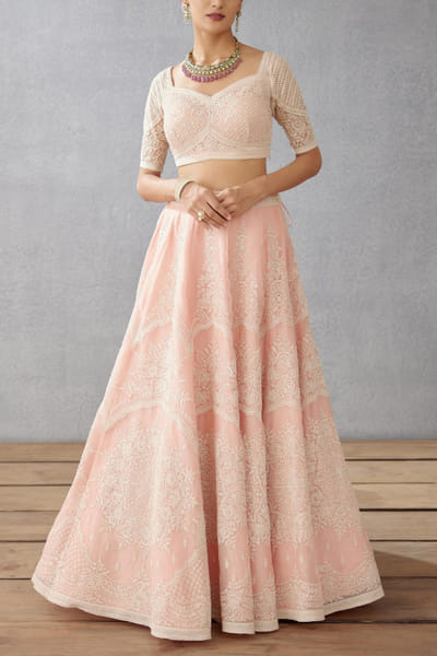 Old rose embroidered lehenga set