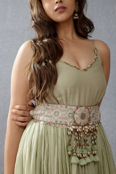 Sage green embroidered kamarbandh