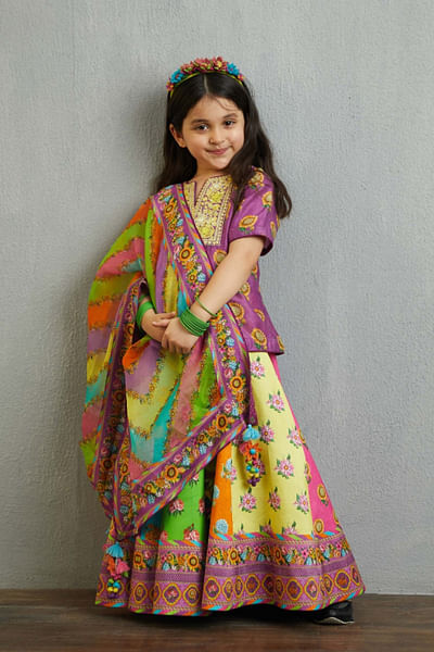 Purple printed lehenga set