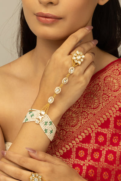Joules by Radhika Gold-embellished haath phool JOULAUG26D453133