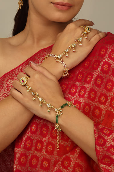 Joules by Radhika Gold plated embellished haath phool JOULAUG26D453137