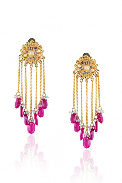 Marigold rani pink tassel earrings
