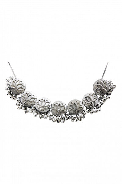 Silver lotus necklace