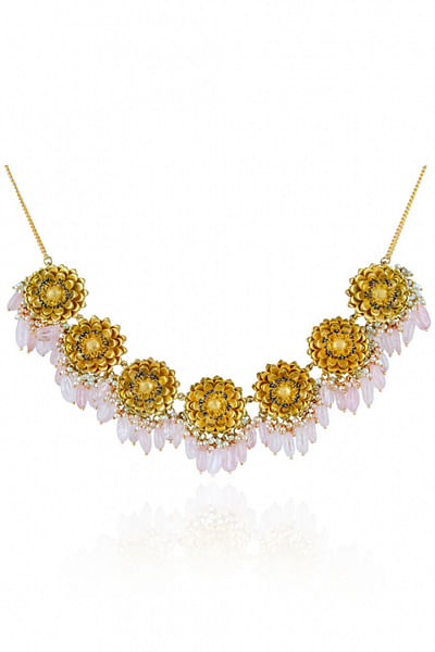 Marigold rose quartz necklace