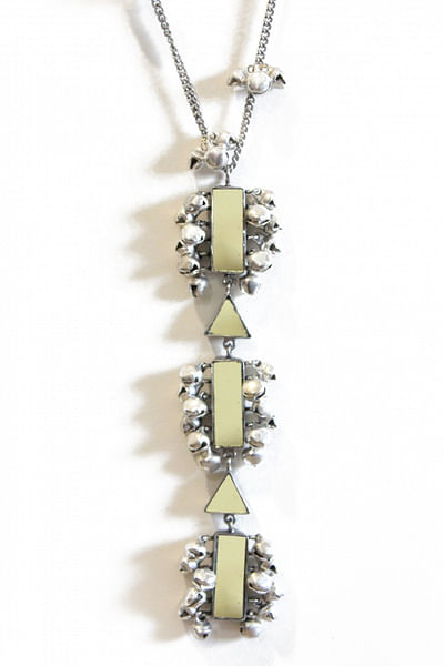 Silver mirror long necklace