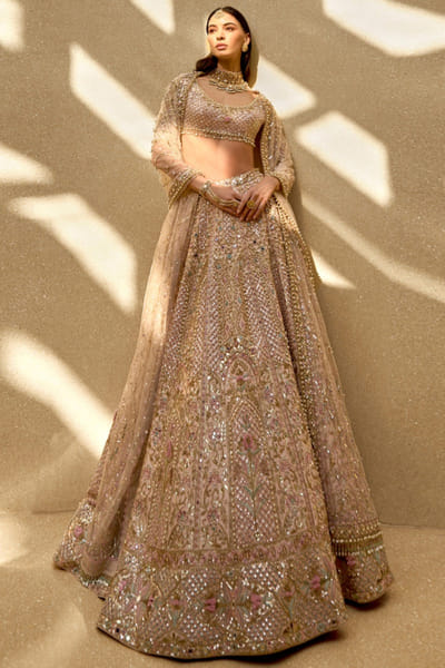 Baby pink embroidered lehenga set