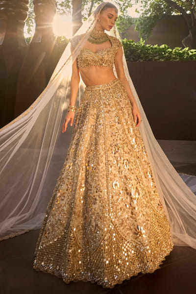 Silver sequin embroidered lehenga set