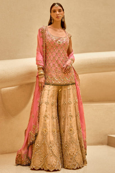 Onion pink sequin embroidered sharara set