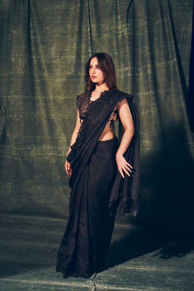 Ekaya Black embroidered kora banarasi sari EKAJAN26D137344