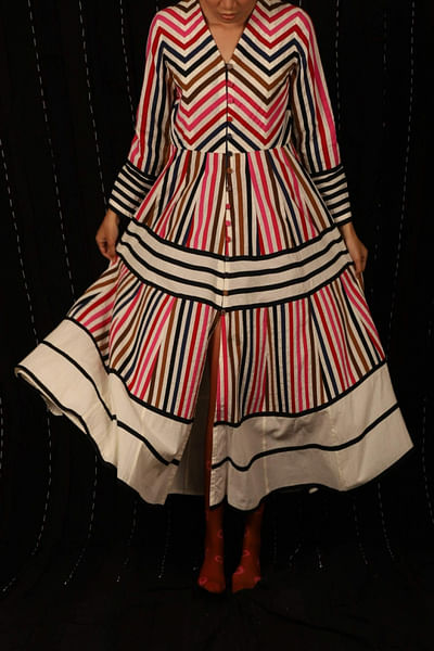 Applique striped dress