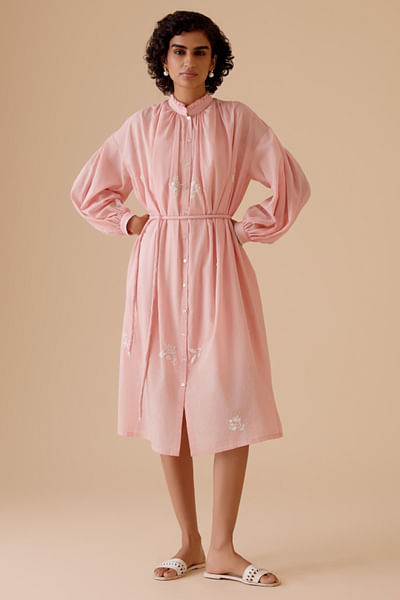 Pink pearl embroidered dress