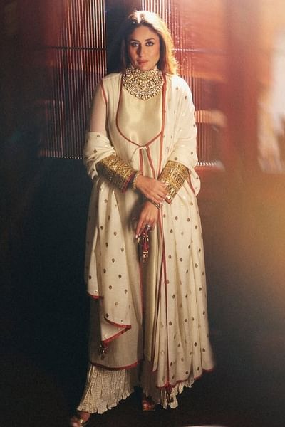 Ivory gota work jacket kurta set