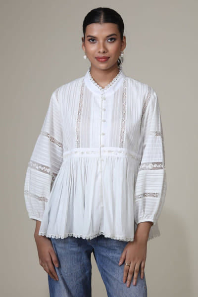 Ivory lace cotton top