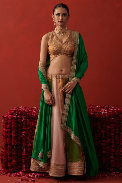 Multicolour gota embroidered lehenga set