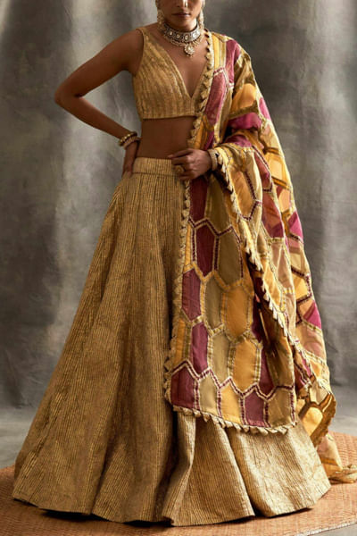 Golden embellished lehenga set