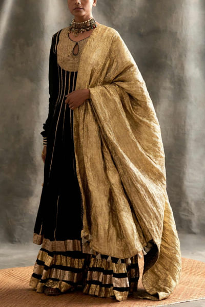 Black embellished anarkali set