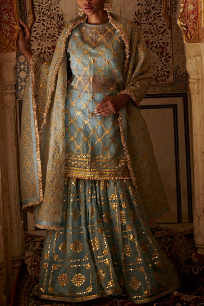 Baby blue kurta and sharara set
