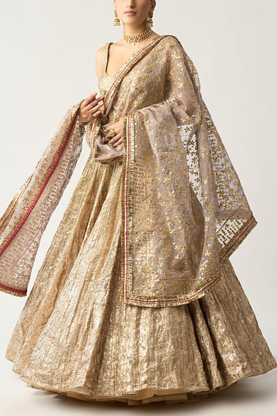 Silver embroidered lehenga set
