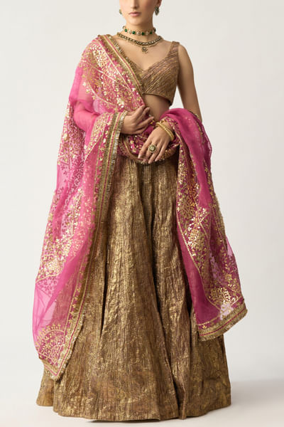 Gold embellished lehenga set