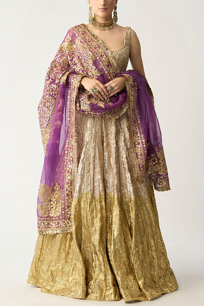 Silver and gold embellished lehenga set