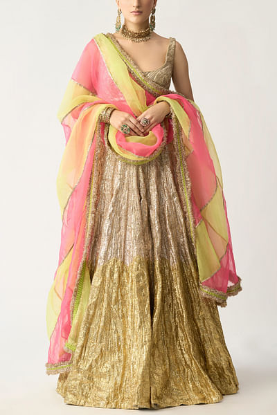 Silver and gold embellished lehenga set