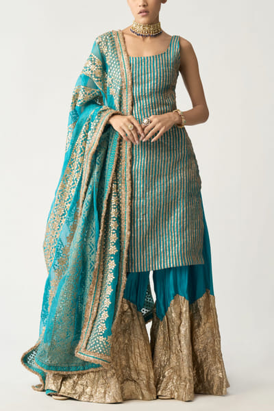 Itrh Turquoise sharara set ITHBAND2215