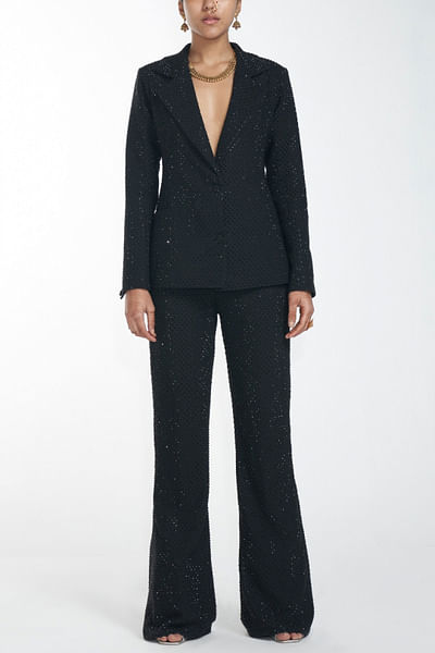 Black crystal blazer and pants set