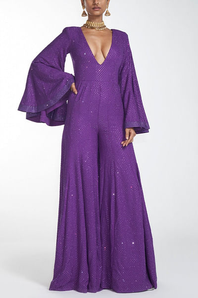 Purple flared jumpsuit