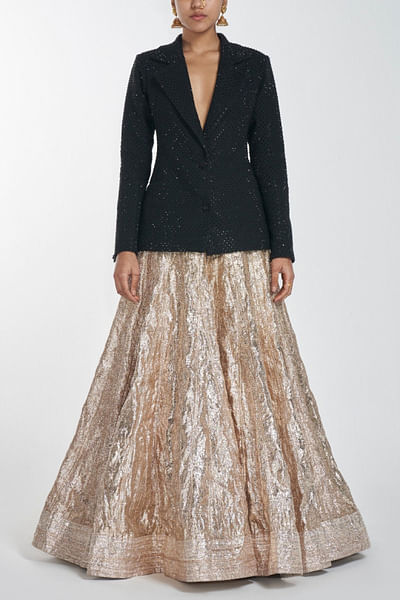 Gold lehenga and blazer set