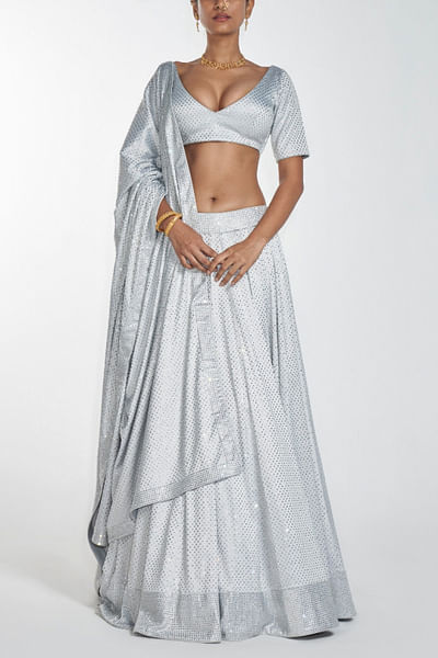 Silver embellished lehenga set