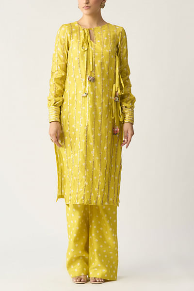 Yellow bandhani co-ord set