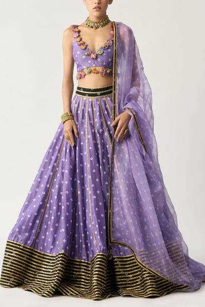 Lilac bandhani lehenga set