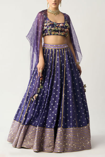 Indigo bandhani lehenga set
