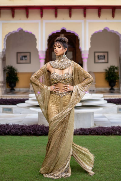Gold Egyptian crystal cape and skirt set