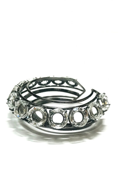 Silver carved bracelet cuff