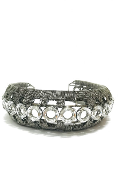 Silver and black choker