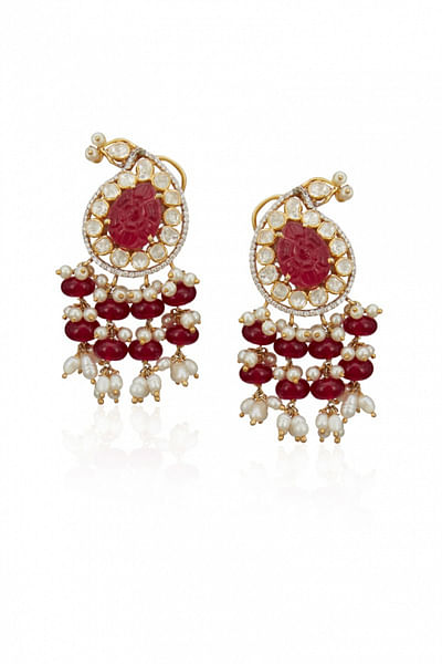 Red paisley earrings