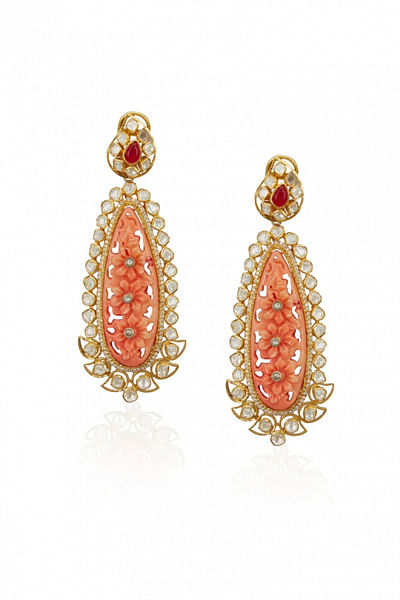 Coral paisley earrings