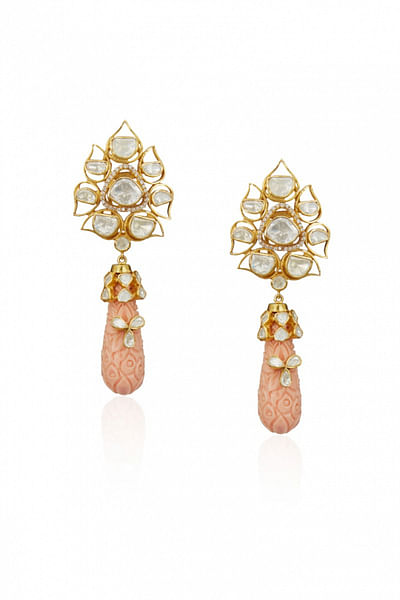Pink diamond polki earrings