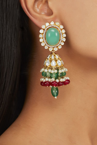 Green jade earrings