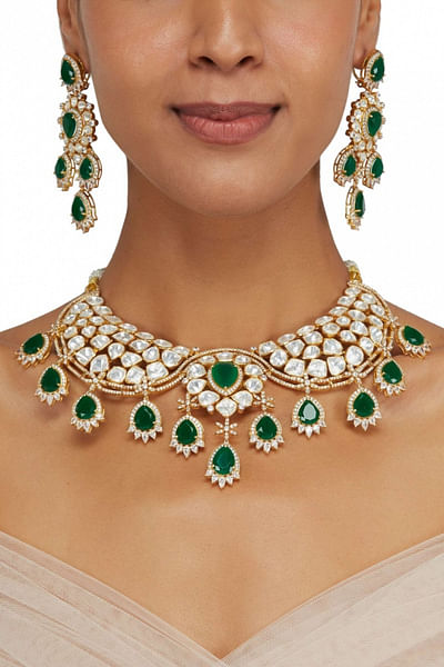 Green onyx necklace set