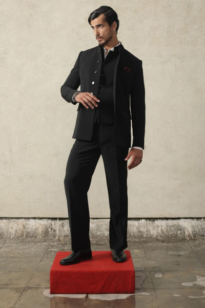 Black indowestern bandhgala jacket set