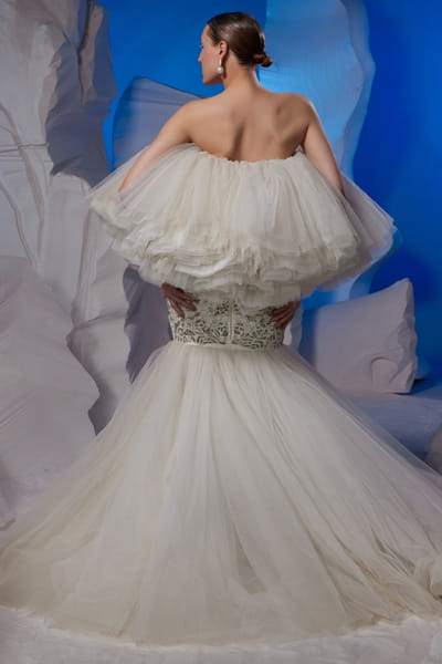 Samant Chauhan Off-white zardozi embroidery frilled gown SMCOCT2301
