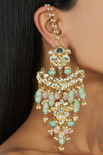 Multicoloured meenakari earrings