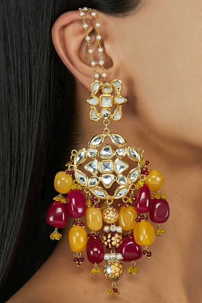 Handpainted beads earrings